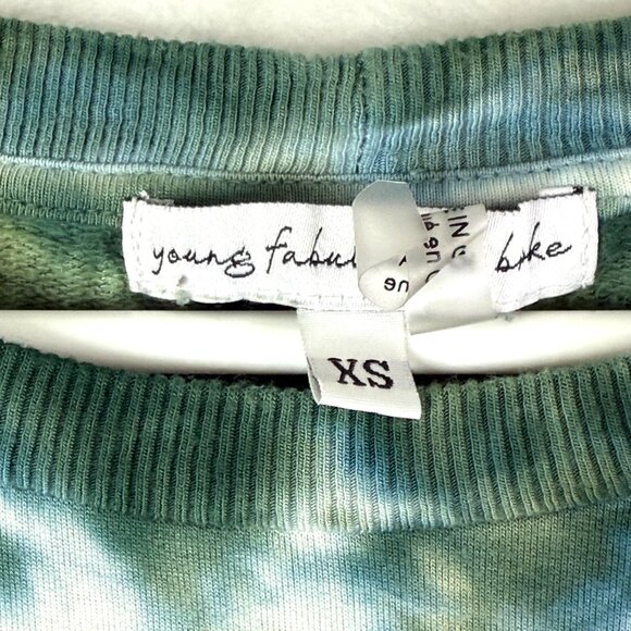 Young Fabulous And Broke Tie Dye Pull Over Oversized Sweatshirt Womens XS Green - Picture 2 of 6